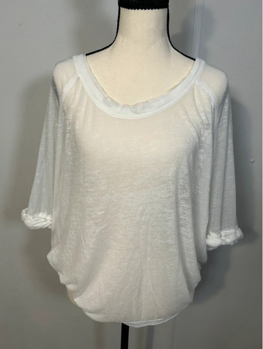 Free People We The Free White Sheer Long Sleeve Top Size S Oversized